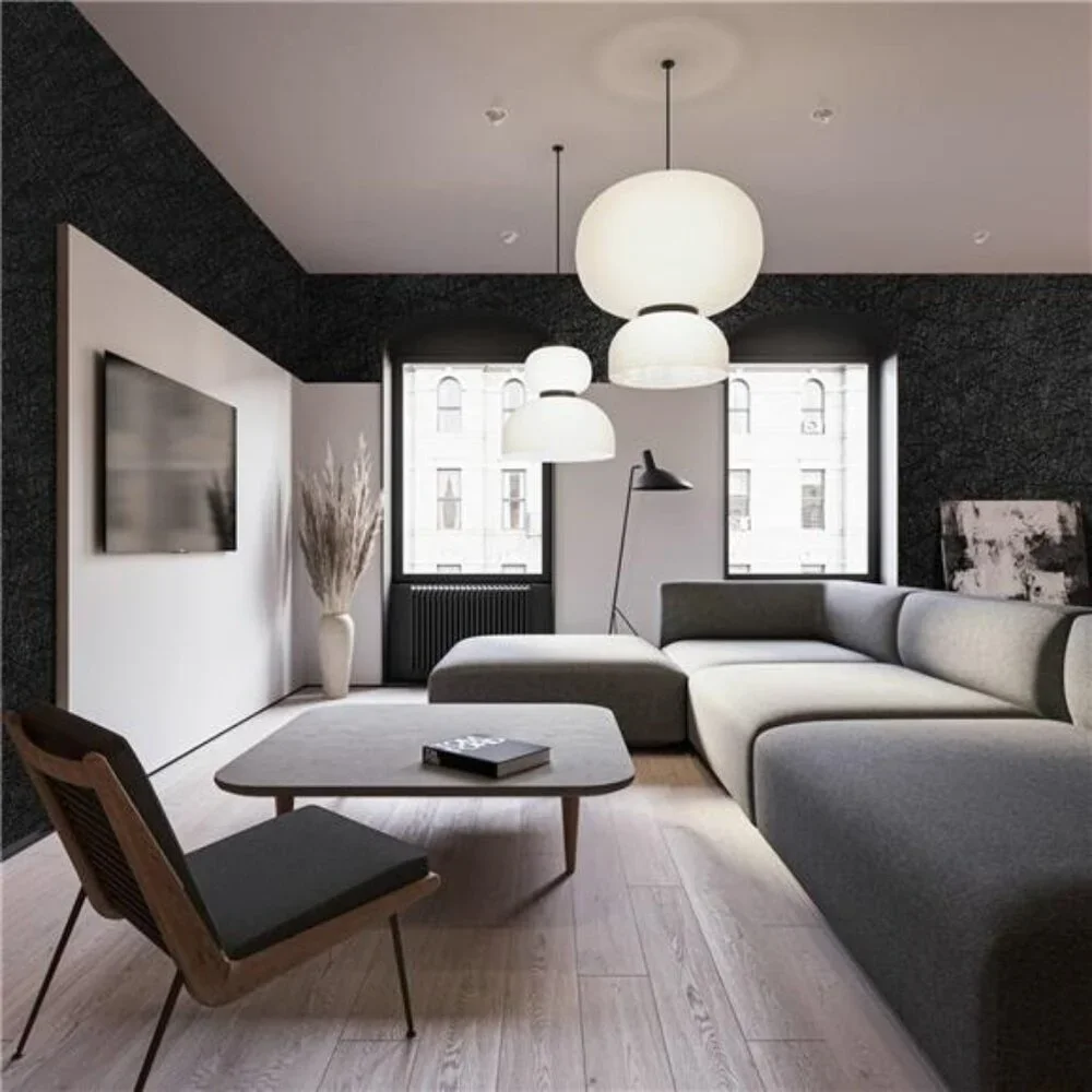 Peel and Stick Wallpaper Black Silk Wall Paper - 15.7 x 300 Inch Self Adhesive